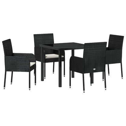 Set da Pranzo per Giardino con cuscino 5 pcs Nero Poly Rattan - homemem39