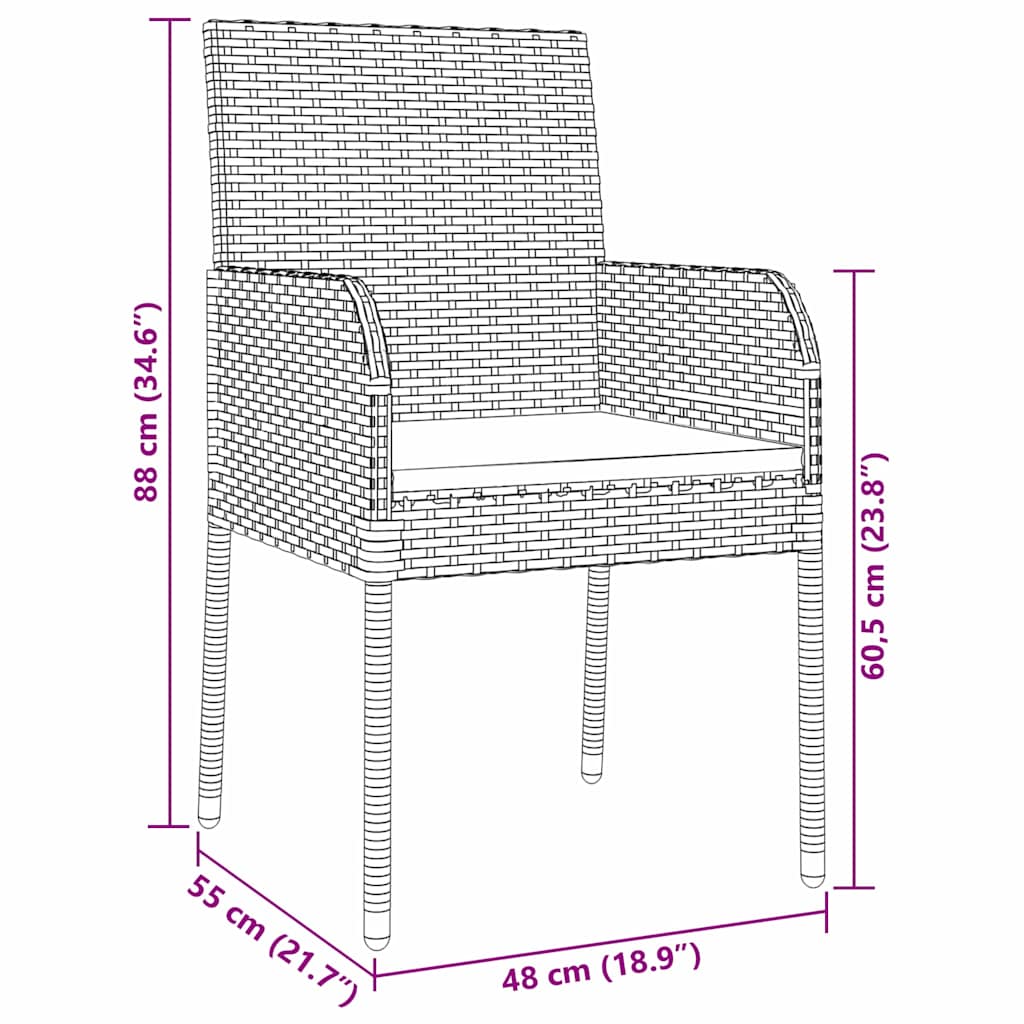 Set da Pranzo per Giardino con cuscino 5 pcs Nero Poly Rattan - homemem39