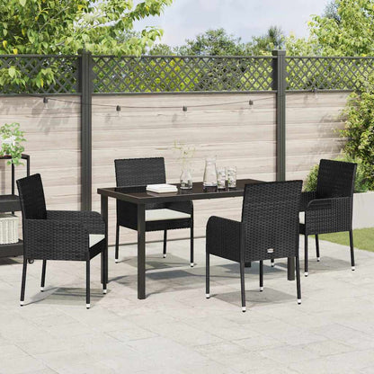 Set da Pranzo per Giardino con cuscino 5 pcs Nero Poly Rattan - homemem39