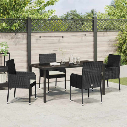 Set da Pranzo per Giardino con cuscino 5 pcs Nero Poly Rattan - homemem39
