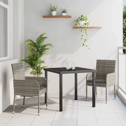 Set da Pranzo per Giardino con cuscino 3 pcs Grigio Poly Rattan - homemem39