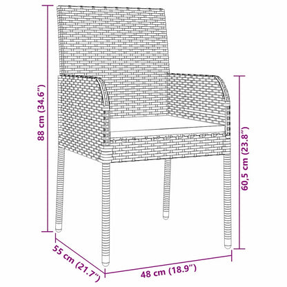Set da Pranzo per Giardino con cuscino 3 pcs Grigio polyrattan | homemem39