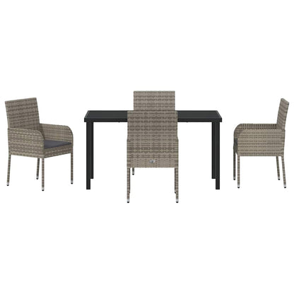 Set da Pranzo per Giardino con cuscino 5 pcs Grigio Poly Rattan - homemem39