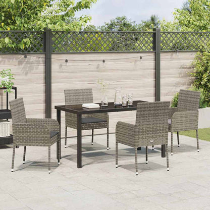 Set da Pranzo per Giardino con cuscino 5 pcs Grigio Poly Rattan - homemem39