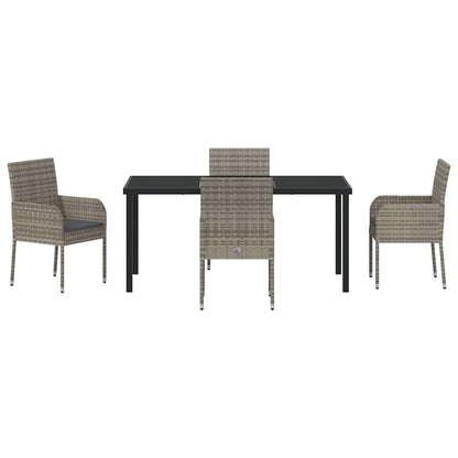 Set da Pranzo per Giardino con cuscino 5 pcs Grigio Poly Rattan - homemem39