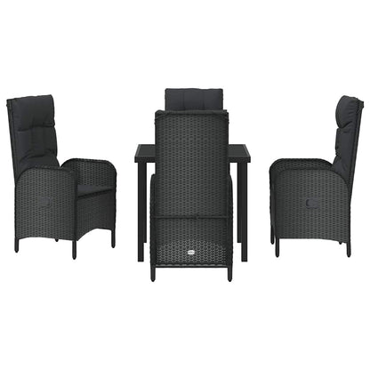 Set da Pranzo per Giardino con cuscino 5 pcs Nero Poly Rattan - homemem39