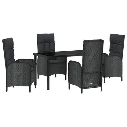 Set da Pranzo per Giardino con cuscino 5 pcs Nero Poly Rattan - homemem39
