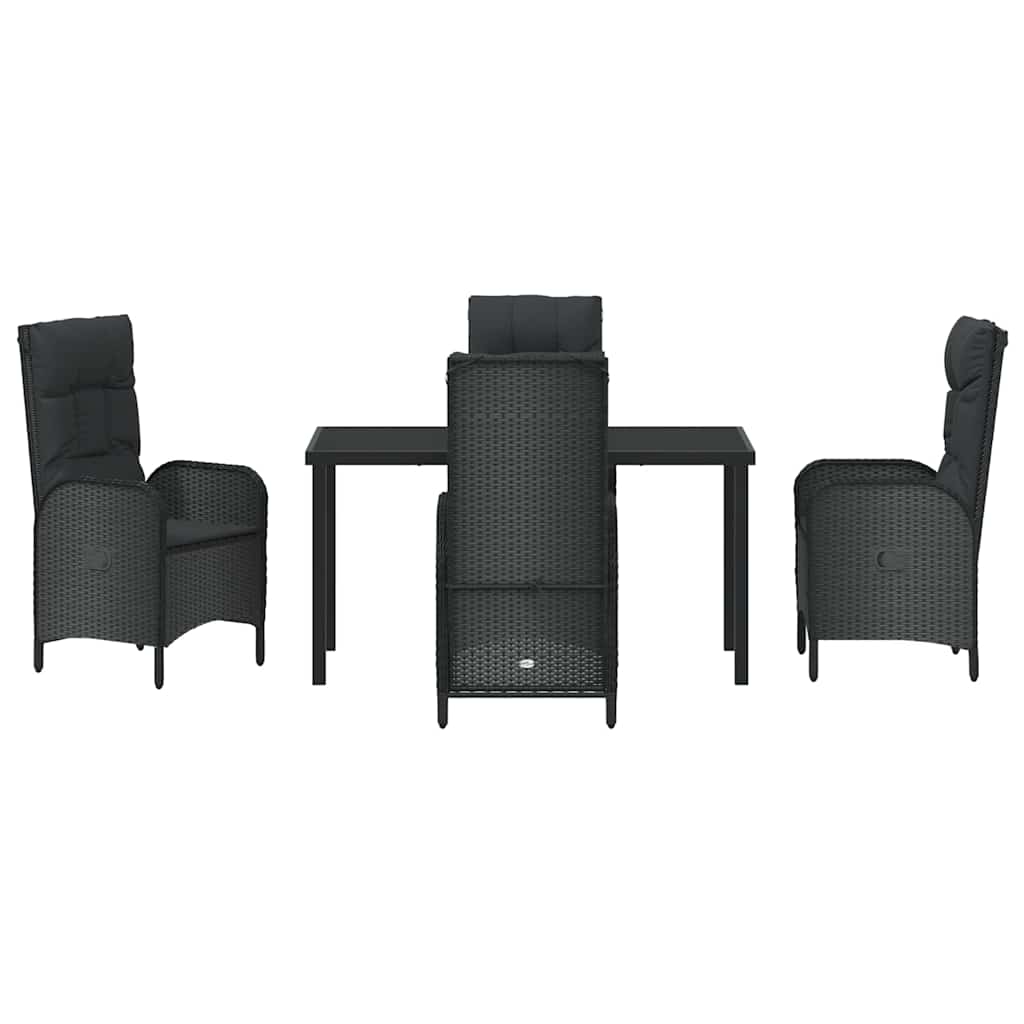 Set da Pranzo per Giardino con cuscino 5 pcs Nero Poly Rattan - homemem39