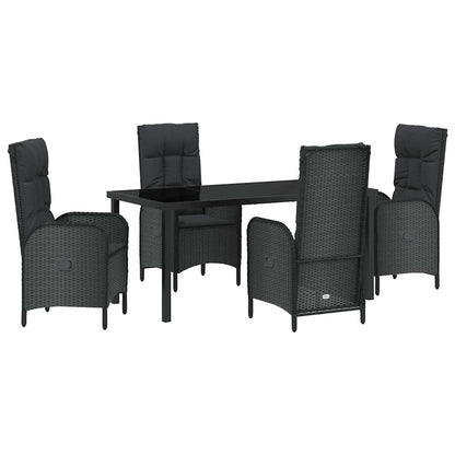Set da Pranzo per Giardino con cuscino 5 pcs Nero Poly Rattan - homemem39