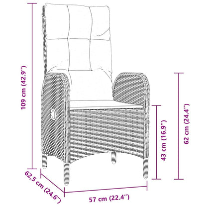 Set da Pranzo per Giardino con cuscino 7 pcs Nero polyrattan | homemem39