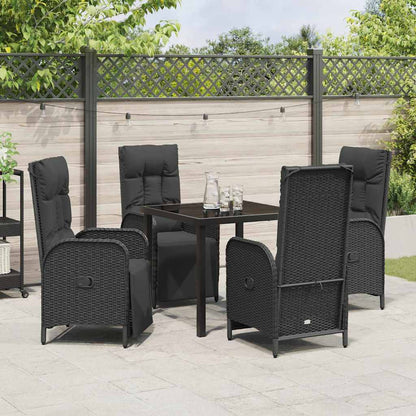 Set da Pranzo per Giardino con cuscino 5 pcs Nero Poly Rattan - homemem39