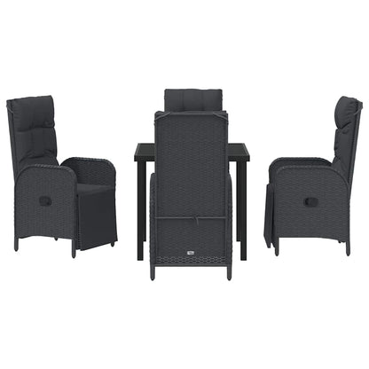 Set da Pranzo per Giardino con cuscino 5 pcs Nero Poly Rattan - homemem39