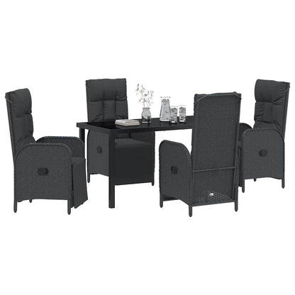 Set da Pranzo per Giardino con cuscino 5 pcs Nero Poly Rattan - homemem39