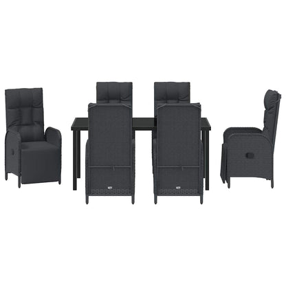 Set da Pranzo per Giardino con cuscino 7 pcs Nero Poly Rattan - homemem39