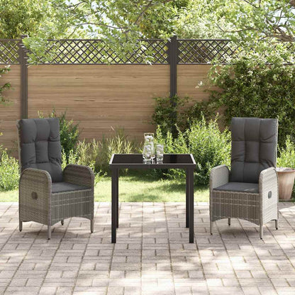 Set da Pranzo per Giardino con cuscino 3 pcs Grigio Poly Rattan - homemem39