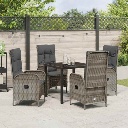 Set da Pranzo per Giardino con cuscino 5 pcs Grigio Poly Rattan - homemem39