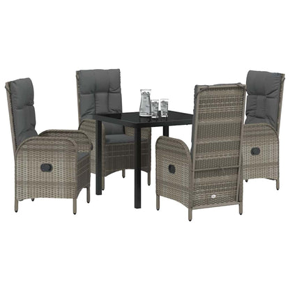 Set da Pranzo per Giardino con cuscino 5 pcs Grigio Poly Rattan - homemem39