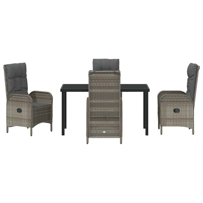 Set da Pranzo per Giardino con cuscino 5 pcs Grigio Poly Rattan - homemem39