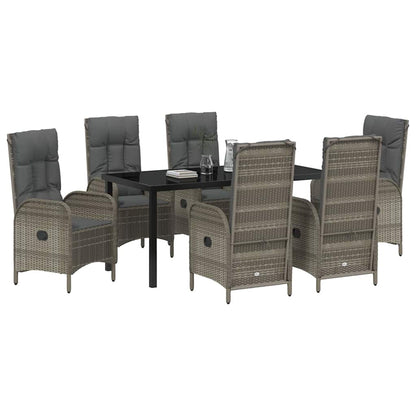 Set da Pranzo per Giardino con cuscino 7 pcs Grigio Poly Rattan - homemem39