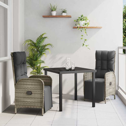 Set da Pranzo per Giardino con cuscino 3 pcs Grigio Poly Rattan - homemem39