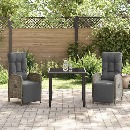 Set da Pranzo per Giardino con cuscino 3 pcs Grigio Poly Rattan - homemem39