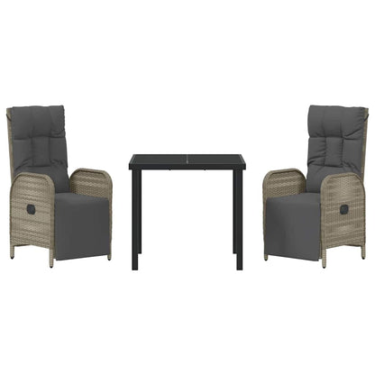 Set da Pranzo per Giardino con cuscino 3 pcs Grigio Poly Rattan - homemem39