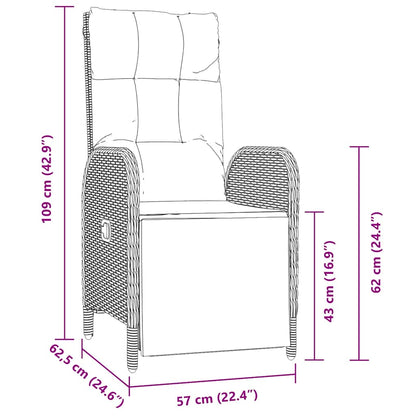 Set da Pranzo per Giardino con cuscino 5 pcs Grigio polyrattan | homemem39