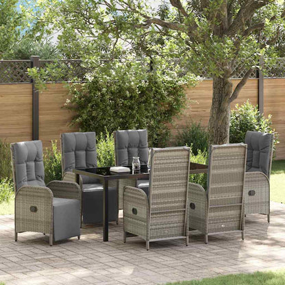 Set da Pranzo per Giardino con cuscino 7 pcs Grigio Poly Rattan - homemem39