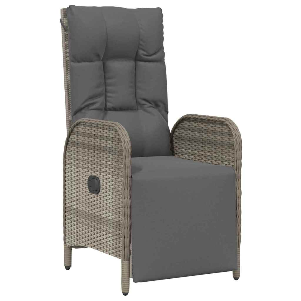 Set da Pranzo per Giardino con cuscino 7 pcs Grigio Poly Rattan - homemem39