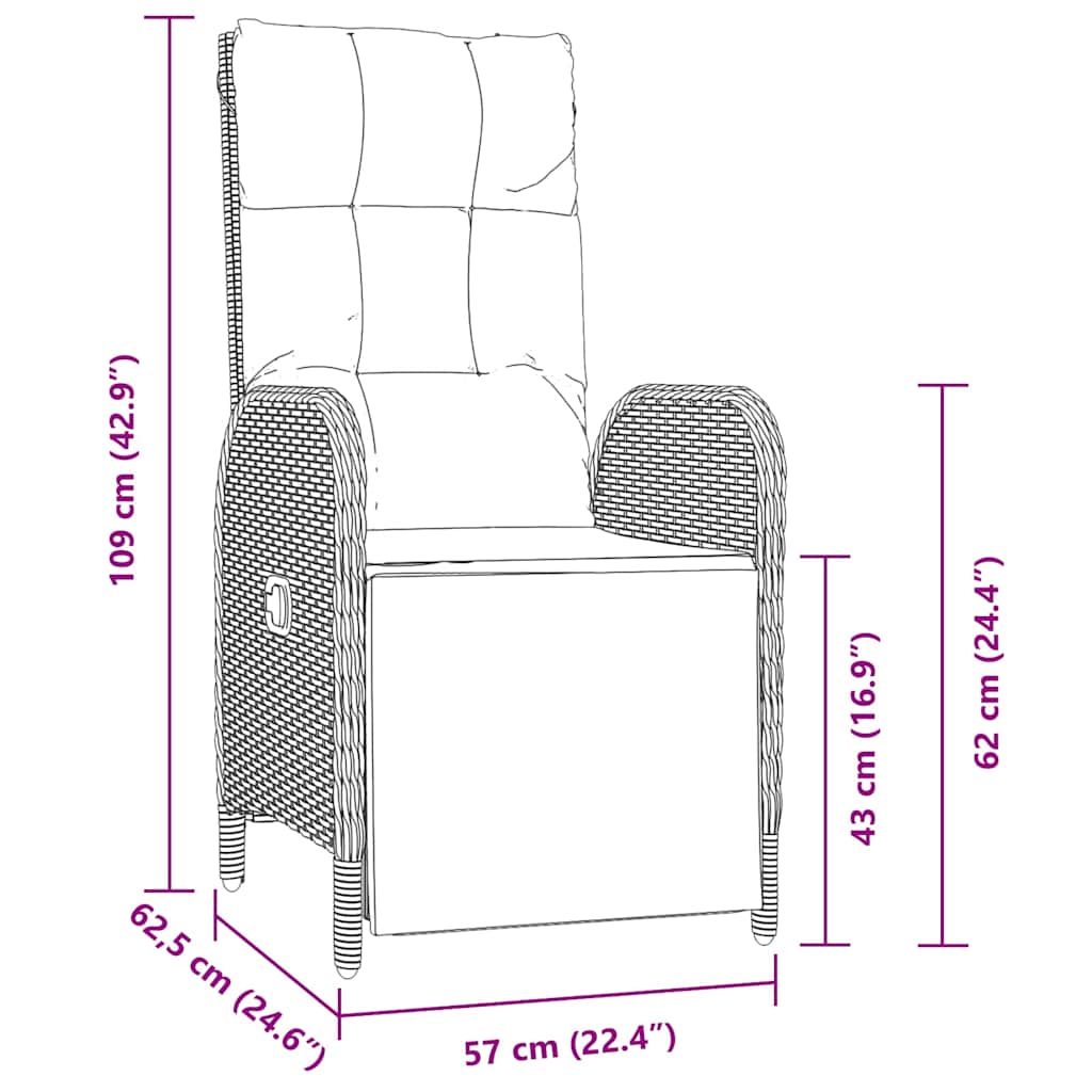 Set da Pranzo per Giardino 7 pz Grigio polyrattan | homemem39