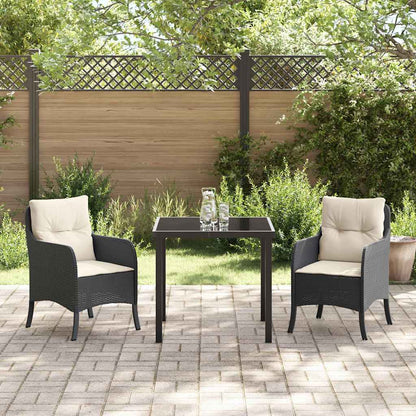 Set da Pranzo per Giardino con cuscino 3 pcs Nero Poly Rattan - homemem39