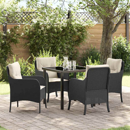 Set da Pranzo per Giardino con cuscino 5 pcs Nero Poly Rattan - homemem39
