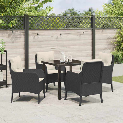 Set da Pranzo per Giardino con cuscino 5 pcs Nero Poly Rattan - homemem39