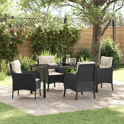 Set da Pranzo per Giardino con cuscino 5 pcs Nero Poly Rattan - homemem39