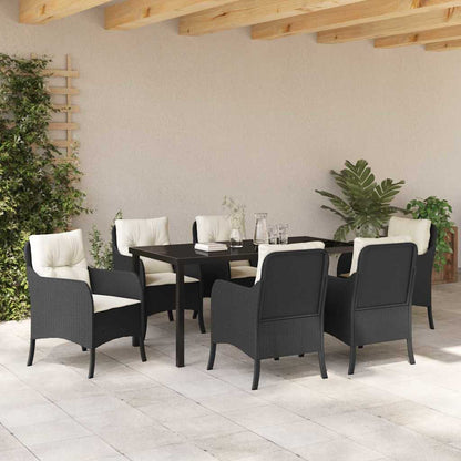 Set da Pranzo per Giardino con cuscino 7 pcs Nero Poly Rattan - homemem39