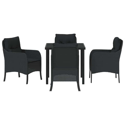 Set da Pranzo per Giardino con cuscino 5 pcs Nero Poly Rattan - homemem39