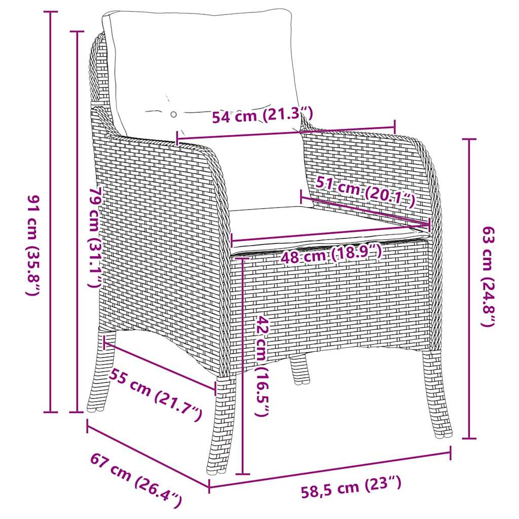 Set da Pranzo per Giardino con cuscino 5 pcs Nero Poly Rattan - homemem39