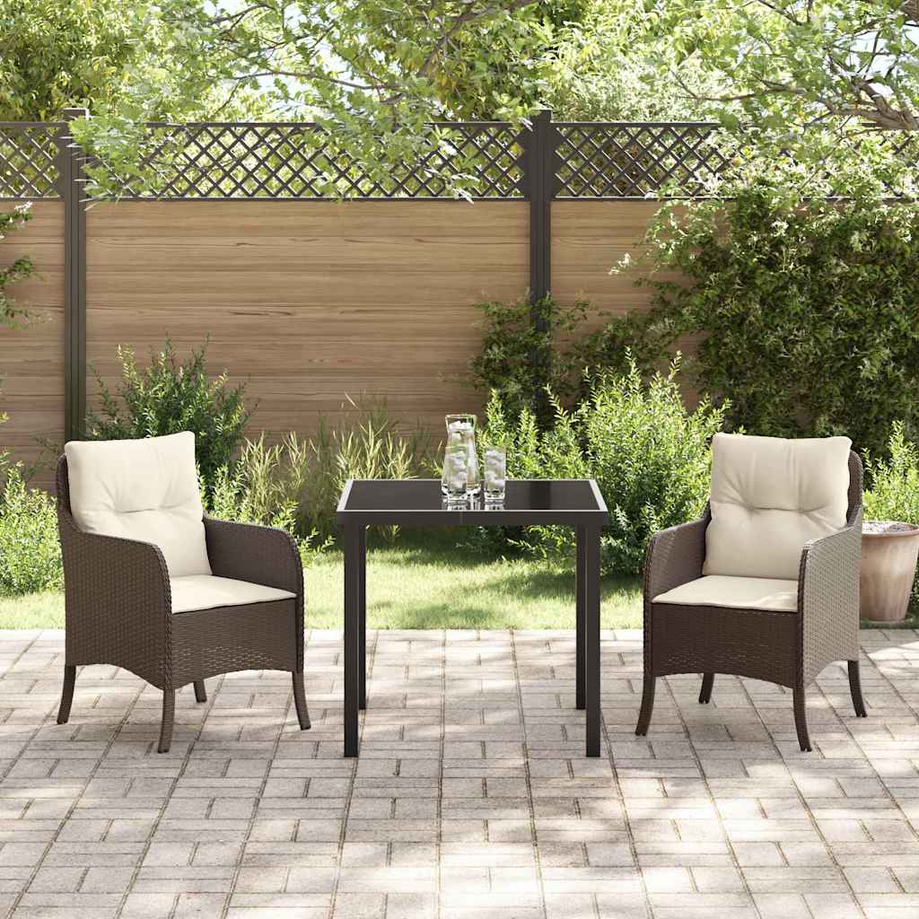 Set da Pranzo per Giardino 3 pcs Marrone Poly Rattan - homemem39