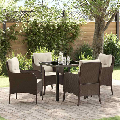 Set da Pranzo per Giardino 5 pcs Marrone Poly Rattan - homemem39