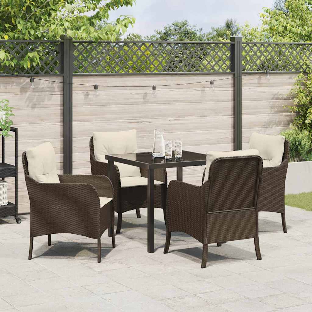 Set da Pranzo per Giardino 5 pcs Marrone Poly Rattan - homemem39