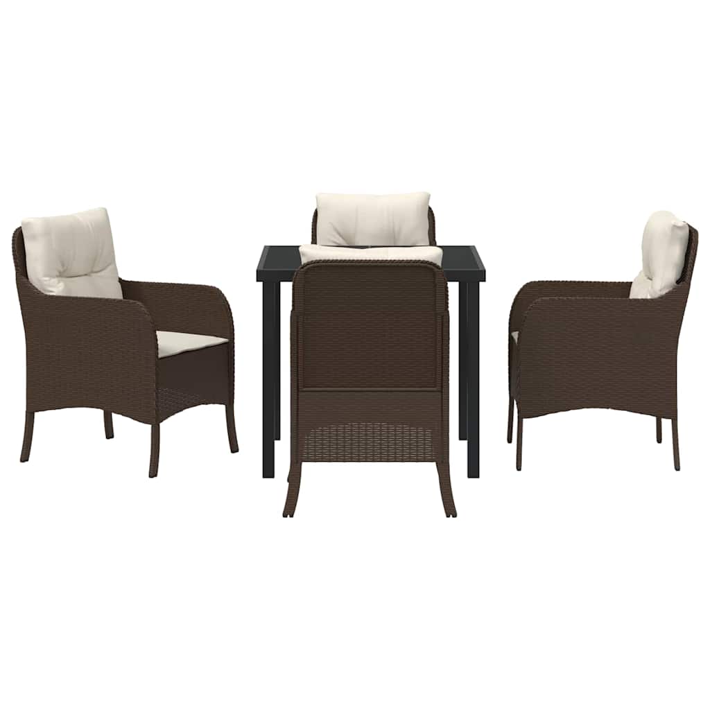 Set da Pranzo per Giardino 5 pcs Marrone Poly Rattan - homemem39