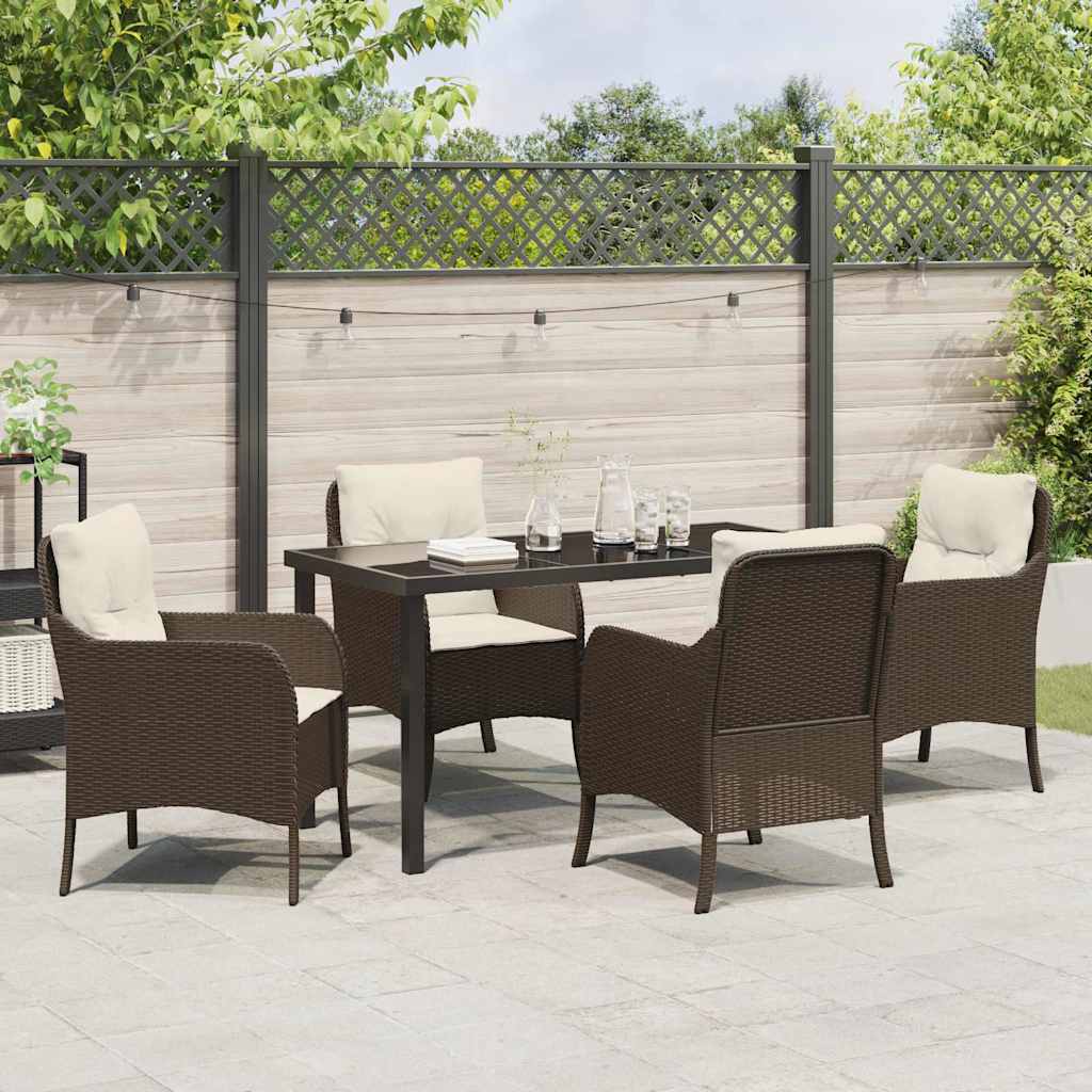 Set da Pranzo per Giardino 5 pcs Marrone Poly Rattan - homemem39
