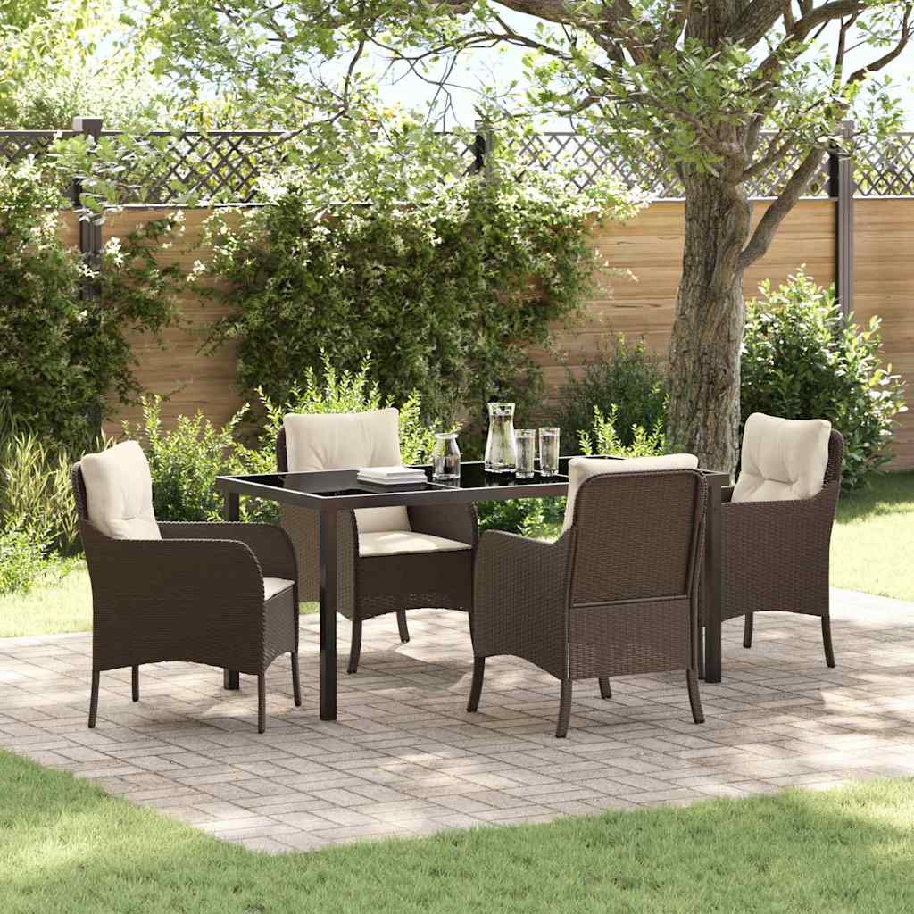 Set da Pranzo per Giardino 5 pcs Marrone Poly Rattan - homemem39