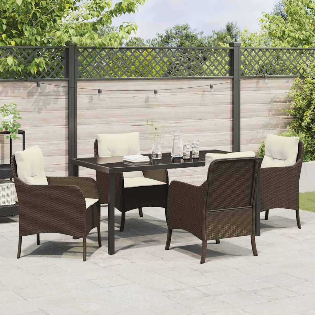 Set da Pranzo per Giardino 5 pcs Marrone Poly Rattan - homemem39
