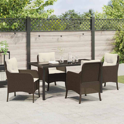 Set da Pranzo per Giardino 5 pcs Marrone Poly Rattan - homemem39