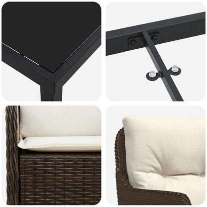 Set da Pranzo per Giardino 7 pcs Marrone Poly Rattan - homemem39