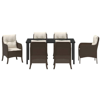 Set da Pranzo per Giardino 7 pcs Marrone Poly Rattan - homemem39