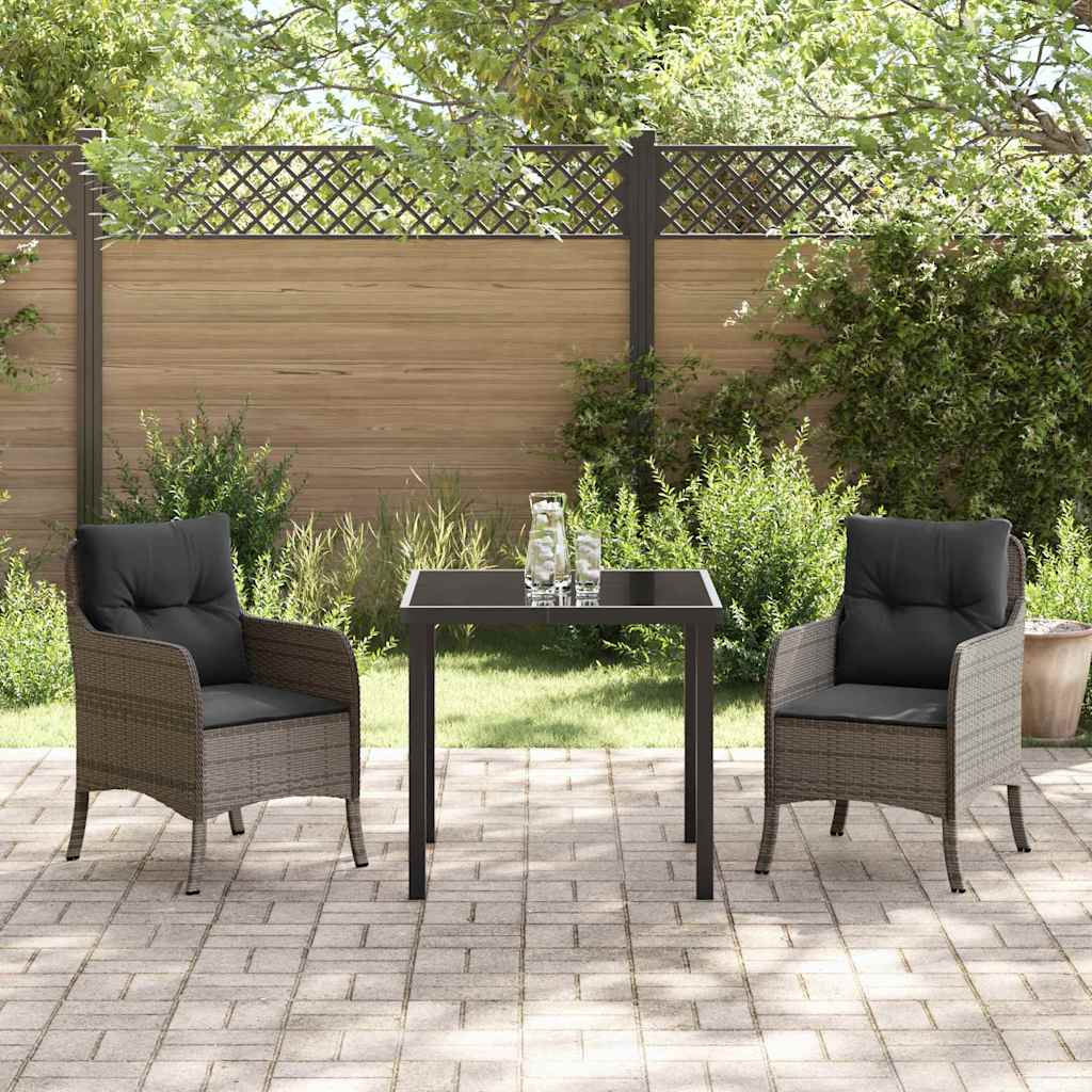 Set da Pranzo per Giardino con cuscino 3 pcs Grigio Poly Rattan - homemem39
