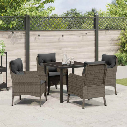 Set da Pranzo per Giardino con cuscino 5 pcs Grigio Poly Rattan - homemem39