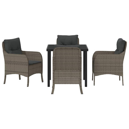 Set da Pranzo per Giardino con cuscino 5 pcs Grigio Poly Rattan - homemem39